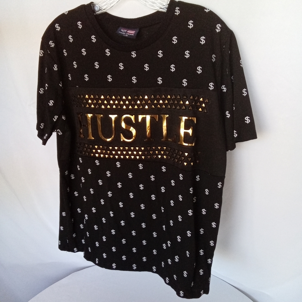 PHAT PHARM HUSLTLE T-shirt blk/gold Size L